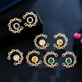 thumbnail image 5 of Lovely CZ Square Cuban Link Chain Half Round Stud Earrings Summer Ear Jewelry, 5 of 9