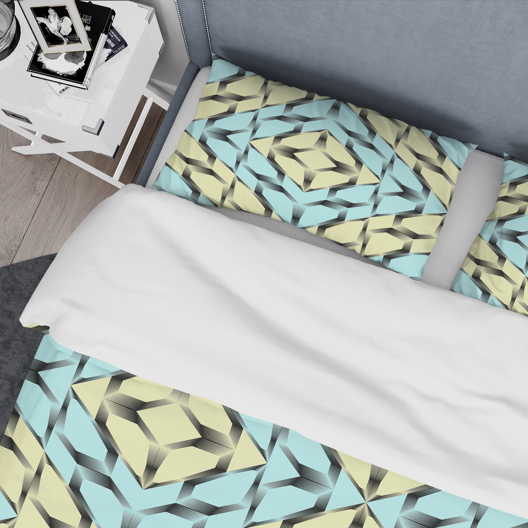 Designart 'Black and White Fashion Ornament' Mid-Century Modern Duvet Cover Set