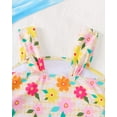 thumbnail image 2 of Kucnuzki 4T Toddler Girls Swimsuit Set 5T Girl Summer Bathing Suit Drawstring Floral Top Bottoms 2pcs Bikini Set Beach Breathable Tankini Set Swimwear Yellow, 2 of 9