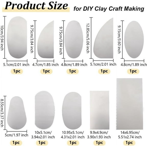 10Pcs 10 Styles Clay Scraper Tool Stainless Steel Serrated Scraper Crafts Tool Clay Sculpture Pottery Moulding Scraper Serrated Scraper Ceramics Cutter Tools