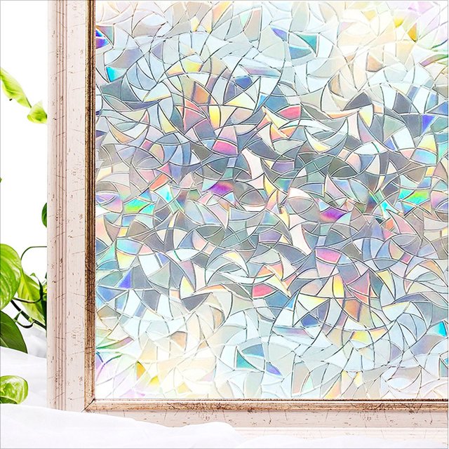 Película electrostática para ventana Efecto arcoíris 90x200cm Película decorativa para ventana de privacidad, Película para ventana 3D Anti UV, Película opaca para ventana Ideal para dormitorio, ofic TUNC Sencillez