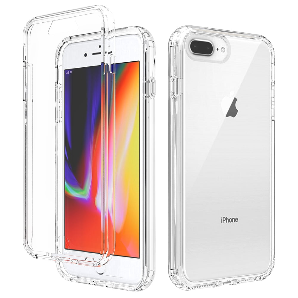Mantto iPhone 8 Plus Case, iPhone 7 Plus Case, iPhone 6 Plus Case, Full Body Clear Protection Case PC Bumper & Rubber TPU Two-layer structure Gradient Bumper Rubber Phone Case - Clear