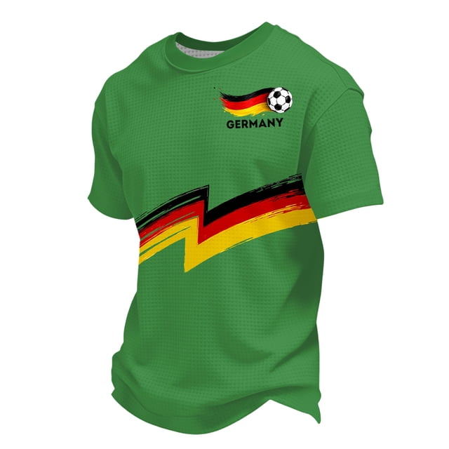 Women's Germany Football Graphic T-Shirt, Men's Soccer Graphic T-Shirt, Casual Short Sleeve Sports Top for Workout for Soccer Tournament 2026 Light Green Size: 2XL