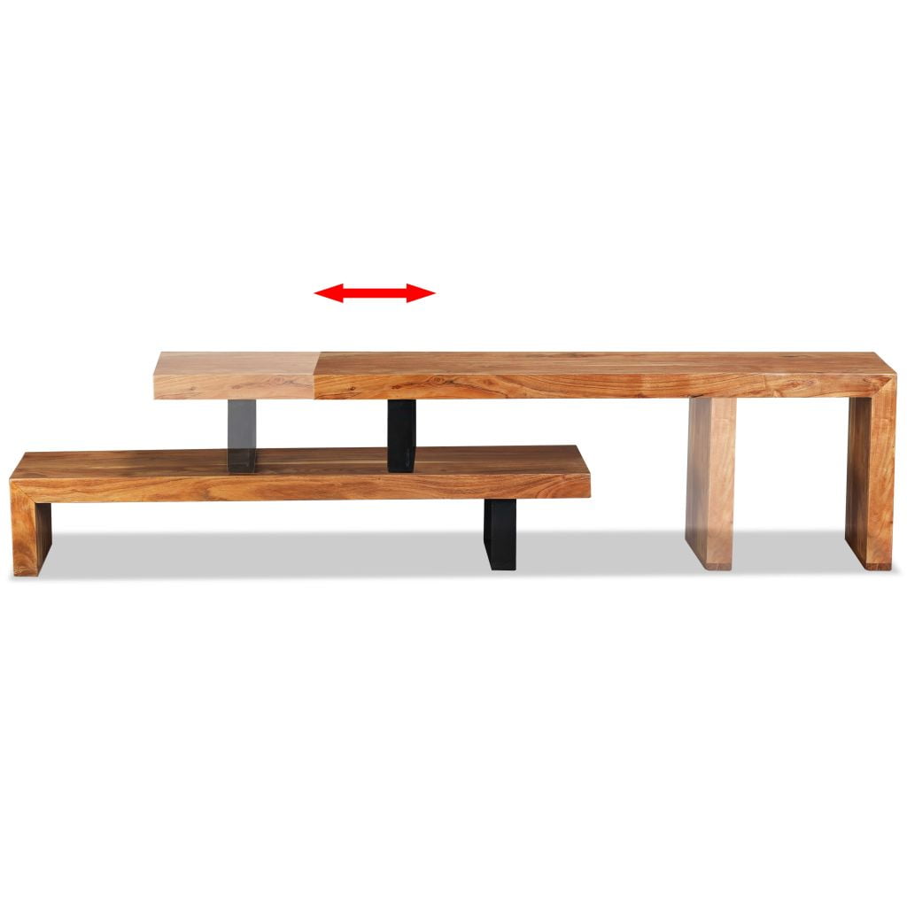 Kepooman Modern Solid Teak Wood Rectangle Media Table for Living Room, Brown Kepooman Modern Solid Teak Wood Rectangle Media Table for Living Room, Brown
