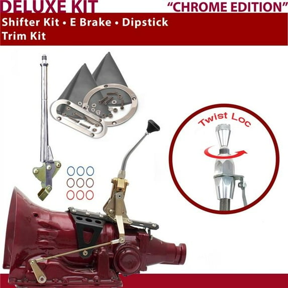 American Shifter C4 Shifter Kit Chrome 8 in. E Brake Trim Kit Dipstick for F73F2