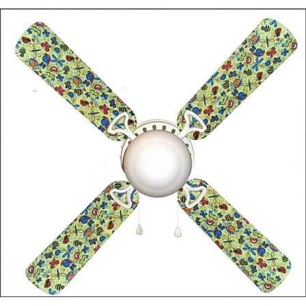 888 Cool Fans F42-0001010 42 in. Bug Bonanza 4-Blades Ceiling Fan with Schoolhouse Lamp