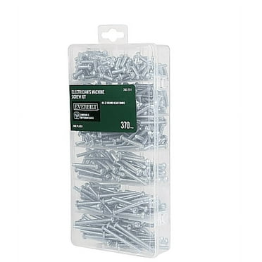Everbilt 370 Pcs Electricians Machine Screw Kit #8 -32 Round Head Combo 6 Sizes