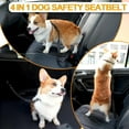 thumbnail image 4 of Dog Seat Belt for Car, 2 Pack Dog Car Harnesses Belt, Pet Car Safety Seat Belt, 3-in-1 Adjustable Safety Reflective Stitching Elastic Leads Harness, Lockable Swivel Carabiner - Black, 4 of 8