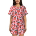 thumbnail image 1 of Balery Cartoon Strawberry Conjunto de Pijama para Mujer con Estampado, Dos Piezas de Manga Corta y Shorts, Ropa de Dormir Suave con Cuello Redondo y Bolsillos-3X-Large, 1 of 6