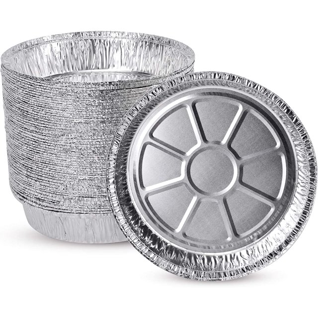 6'' Inch Round Tin Foil Cake Pans Disposable Aluminum Foil Pie Pans Freezer & Oven Safe - For Baking, Cooking, Storage, Roasting, Reheating, Pack of 50