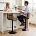thumbnail image 4 of FIRAVOE Bar Stools Set of 2, Adjustable Height Swivel Bar Stools with Back (Double-Layer Upholstered) Modern PU Leather Bar Chair for Bar, Kitchen, Dining Room, Tan, 4 of 10