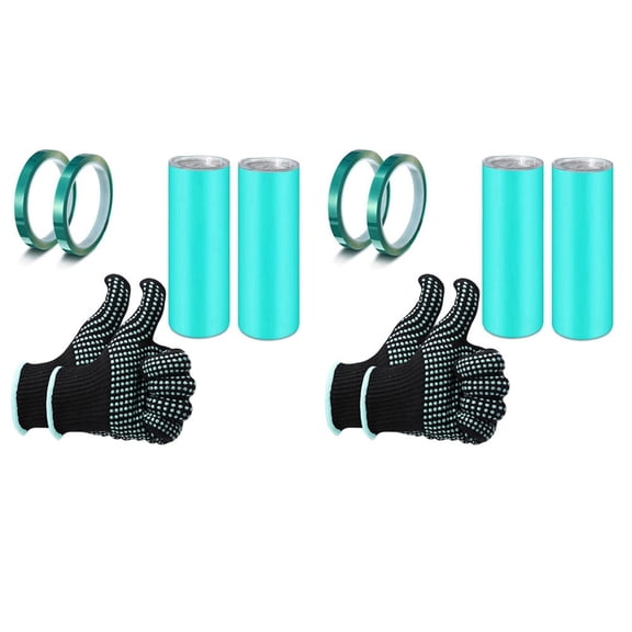 Sublimation Tumblers Silicone Bands Sleeve Kit, Including 4 Silicone Mug Wrap 4 Heat Press Tapes and Heat Gloves