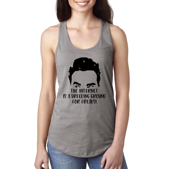 Internet is a Breeding Ground David Schitt's TV Quote Pop Culture Ladies Racerback Tank Top, Heather Grey, Small