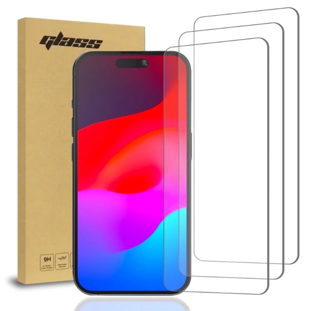 Rome Tech Protector de Pantalla de Vidrio Templado para Apple iPhone 15 - Protector de Pantalla de 9 H, Compatible con Fundas, Transparente, Paquete de 3