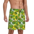 thumbnail image 2 of Balery Watercolor Kiwi Fruits Summer Pantalones cortos de pijama de punto de algodón para hombre con cinturilla y bolsillos-Medium, 2 of 6