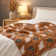 thumbnail image 3 of Halloween Reading Ghost Ruffle Decorative Throw Blanket, 50X39 Inch Ghost Knit Throw Blanket, Cozy Spooky Decor Ruffle Cover for Couch Sofa Bed Halloween Party Props Decoration, Orange, 3 of 7