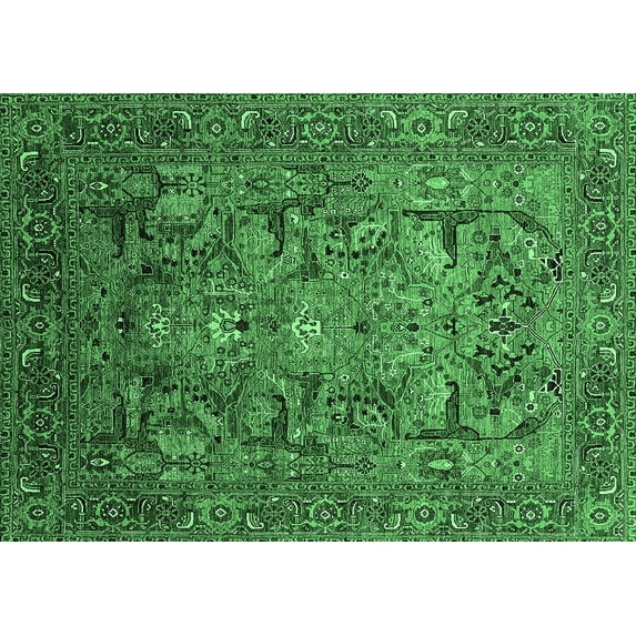 Ahgly Company Indoor Rectangle Oriental Emerald Green Traditional Area Rugs, 5' x 8'