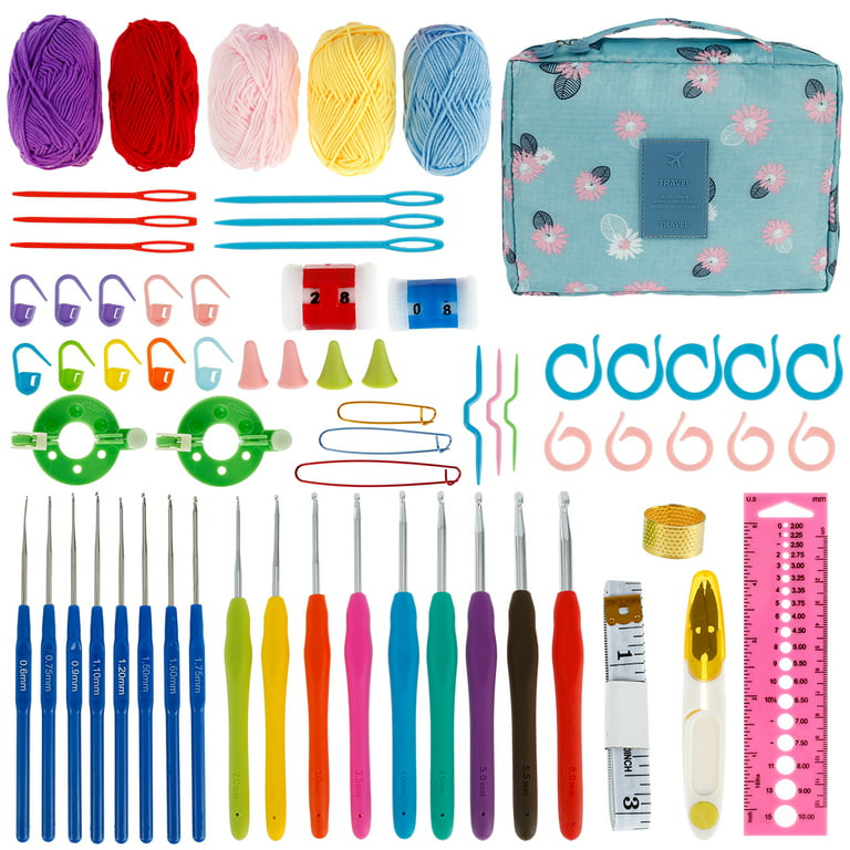 66Pcs Crochet Kits for Beginners Colorful Hook Set with Storage Bag and  Accessories Ergonomic Kit Practical Knitting Starter Gifts 
