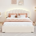 thumbnail image 2 of Bellemave LED Queen Szie Bed Frame with Storage Drawers, Teddy Fleece Upholstered Platform Bed with USB Ports, Princess Bed with Light & Headboard, No Box Spring Needed (Beige), 2 of 8