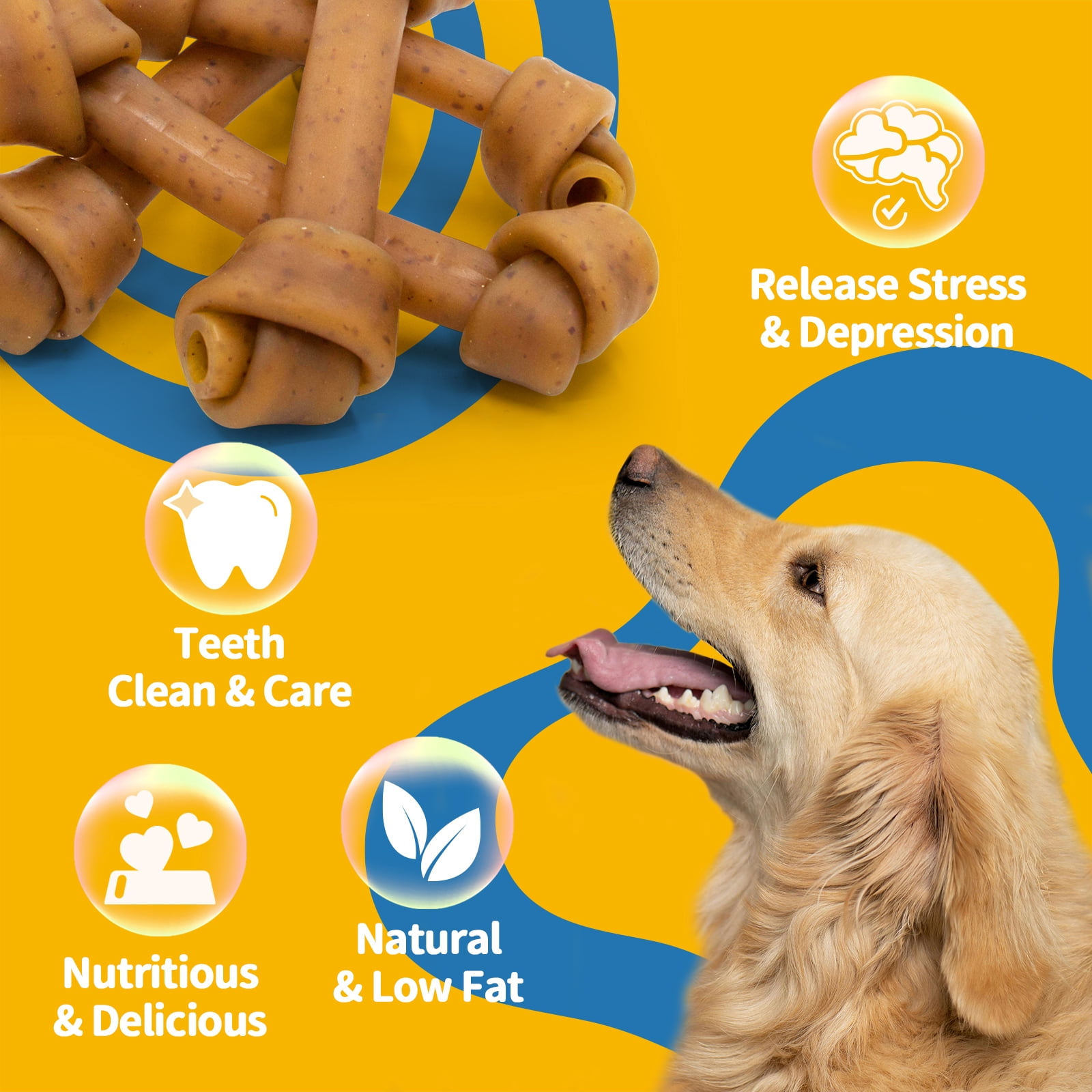 (2 pack) Jungle Calling Dog Treats Knotted Bones 6.5'' Peanut Butter and Cranberry for Dental Health, 5 Count