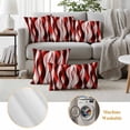 thumbnail image 6 of Red Striped Ombre Outdoor Waterproof Pillow Covers, Modern Red Moire Geometric Decorative Square Throw Pillowcase Sofa Cushion Sham for Patio/Couch/Chair, 18"x18" 2 Pack, 6 of 8