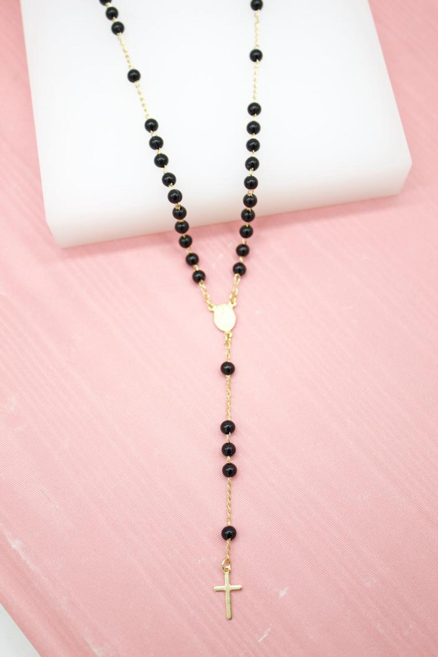 Holy Land Wooden Rosary Pair - Ivory Beads With Jesus Corpus & Velvet Bags