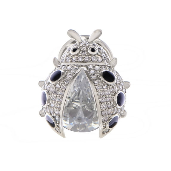 Alilang Lovely Shine Ladybug Beetle Insect Brooch Crystal Rhinestone Clothing Accessories for Women, Silver