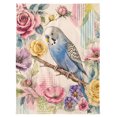 thumbnail image 5 of Flannel Throw Blanket for Couch Sofa Bed, Retro Blue Budgerigar Soft Cozy Warm Fuzzy Blanket 50x60in, 5 of 9