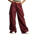thumbnail image 4 of Gytharion Women's Elastic Waist Cargo Pants Solid Color Loose Wide Leg Pants Multi Pocket Casual Streetwear Trousers 2026, 4 of 7