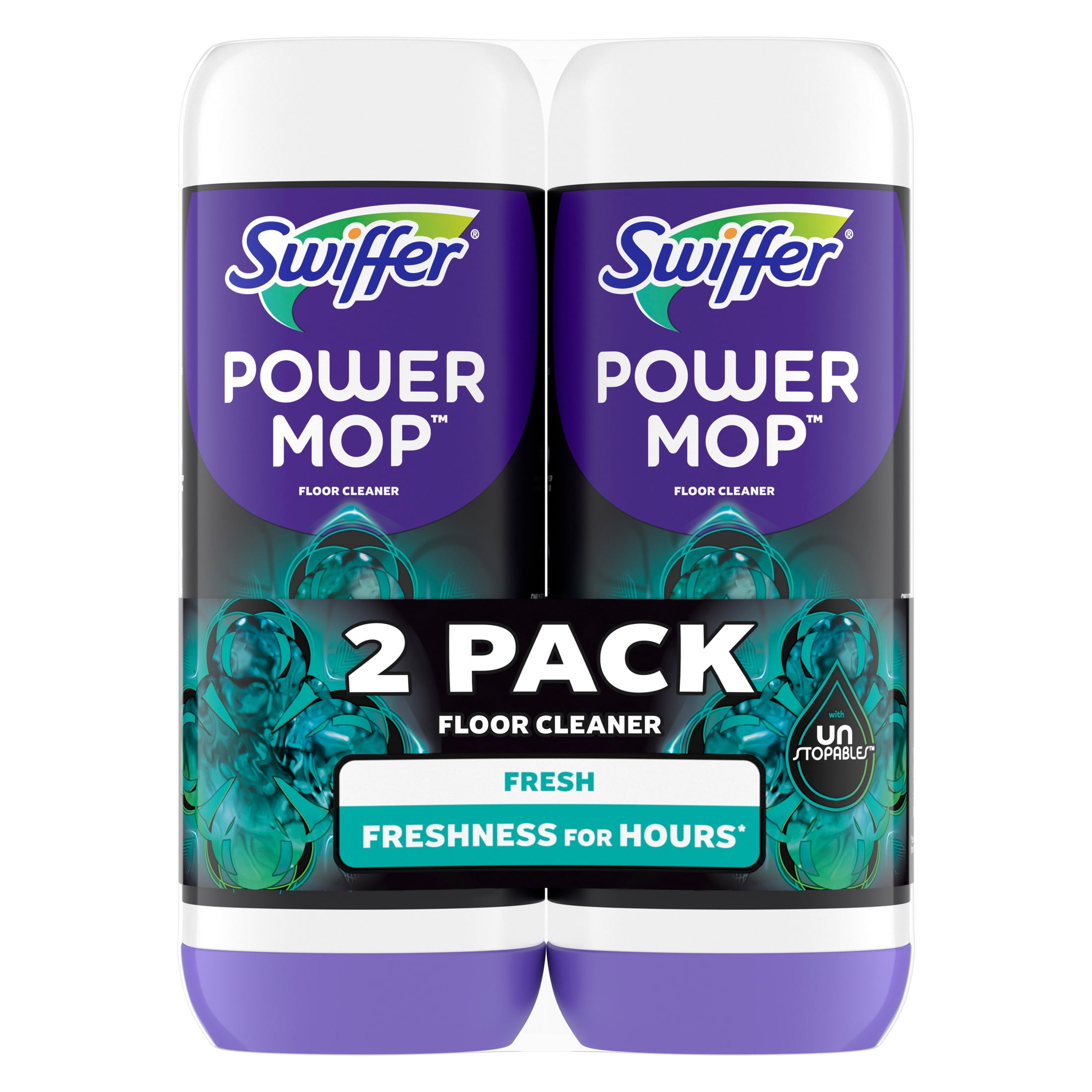 (2 pack) Swiffer PowerMop Solution with Unstopables Fresh Scent, Double Pack