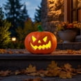 thumbnail image 5 of Sharp Eyed Jack O Lantern Pumpkin, Halloween Pumpkin LED Light, Grinning Pumpkin Figurine for Mantel Table Covered Porch Indoor Fall Seasonal Home Decor, 5 of 7