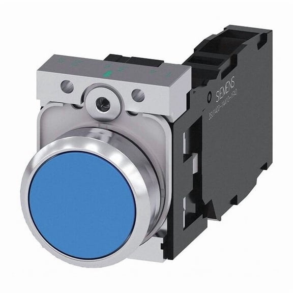 Siemens Push Button,22mm,Blue,Metal Bezel 3SU1150-0AB50-1FA0