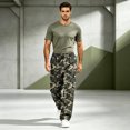 thumbnail image 4 of Casual Camo Cargo Pants for Men Relaxed Fit Straight Leg Elastic Waist Drawstring Multiple Pockets Outdoor Pants, 4 of 7
