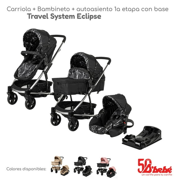 Carriola de Viaje para Bebe Plegable Ligera con Portabebe-Negro