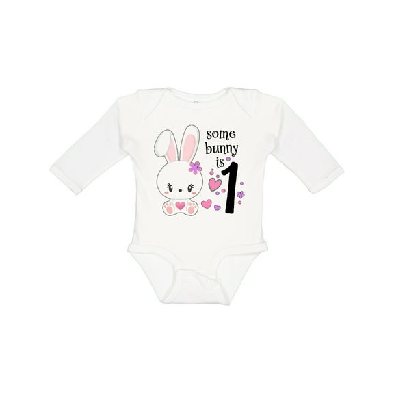 Inktastic Somebunny is One First Birthday Bunny Boys or Girls Long Sleeve Baby Bodysuit