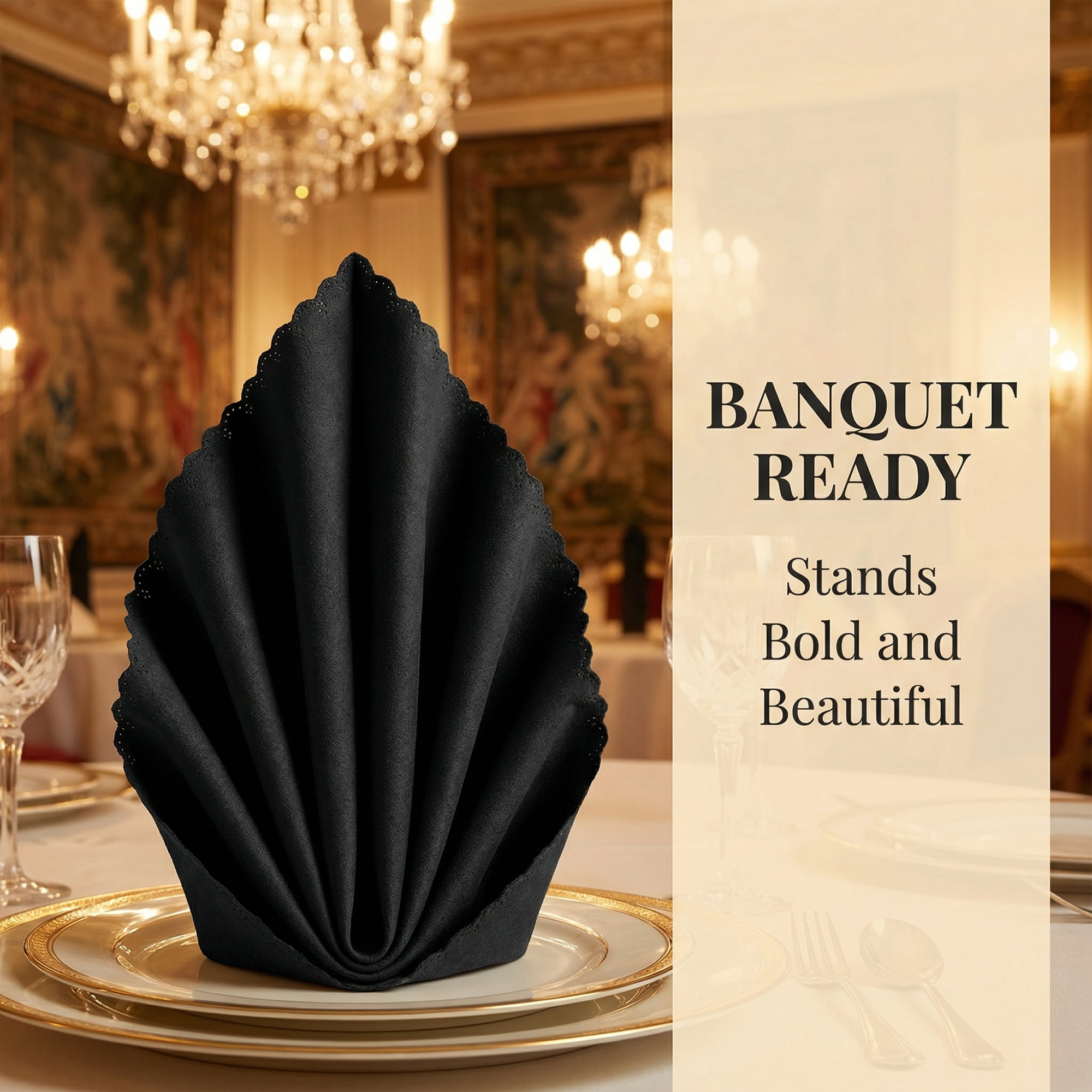 Unique Bargains 12Pcs Satin Washable Cloth Napkins Black 17x17inch