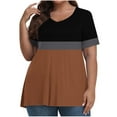 thumbnail image 1 of fheaev Hauts Grande Taille pour Femmes Haut d'Été Plissé Col Rond Manches Courtes Tunique Décontractée Basique Tee Blouses T-Shirts, 1 of 4