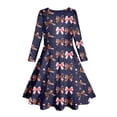 thumbnail image 4 of Gunia Valentine's Dress For Girls Bow Printed Long Sleeved Party Dresses 4-5 Years, 4 of 5