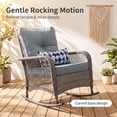 thumbnail image 6 of Techmilly 3-Piece Outdoor Rocking Chairs, Wicker Patio Furniture with Thickened Cushions and Table for Porch (Grey and White), 6 of 9
