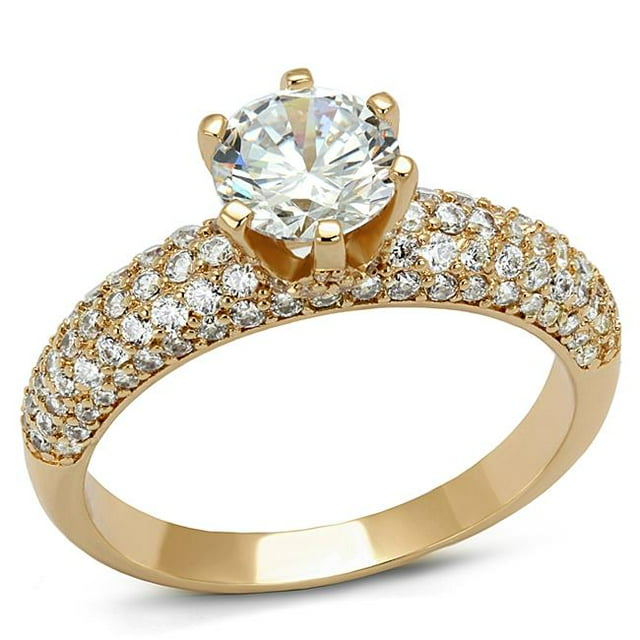 Bague en Laiton avec AAA Grade CZ en Clair - Taille 8