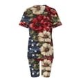 thumbnail image 5 of VBVC Women's 4th of July 2 Piece Set, Ladies' Flag Print V-Neck Top and Biker Shorts, Patriotic Summer Loungewear For Women,Wine,S-3XL, 5 of 7