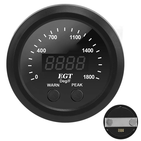 Car Exhaust Gas Temperature Gauge, 2-1/16in 52mm Ultra Thin Pyrometer Exhaust Gas Temperature EGT Gauge Kit, 0-1800℉ Red LED Universal EGT Display With Sensor