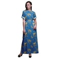 thumbnail image 1 of Bimba Rayon Black Berry & Yellow Sparrow Bird Printed Womens Long MaxiDressGown With Side Slit-Small, 1 of 6