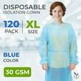 thumbnail image 2 of Blue Disposable Isolation Gowns, 45 GSM Polypropylene, 5 Count, X-Large, 2 of 9