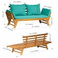 thumbnail image 7 of Panana Acacia Wood Convertible Couch Sofa Bed Adjustable Armrest Folding Daybed Collapsible Chaise Lounge w/Cushions Outdoor Loveseat for Garden Patio Poolside Turquoise, 7 of 7