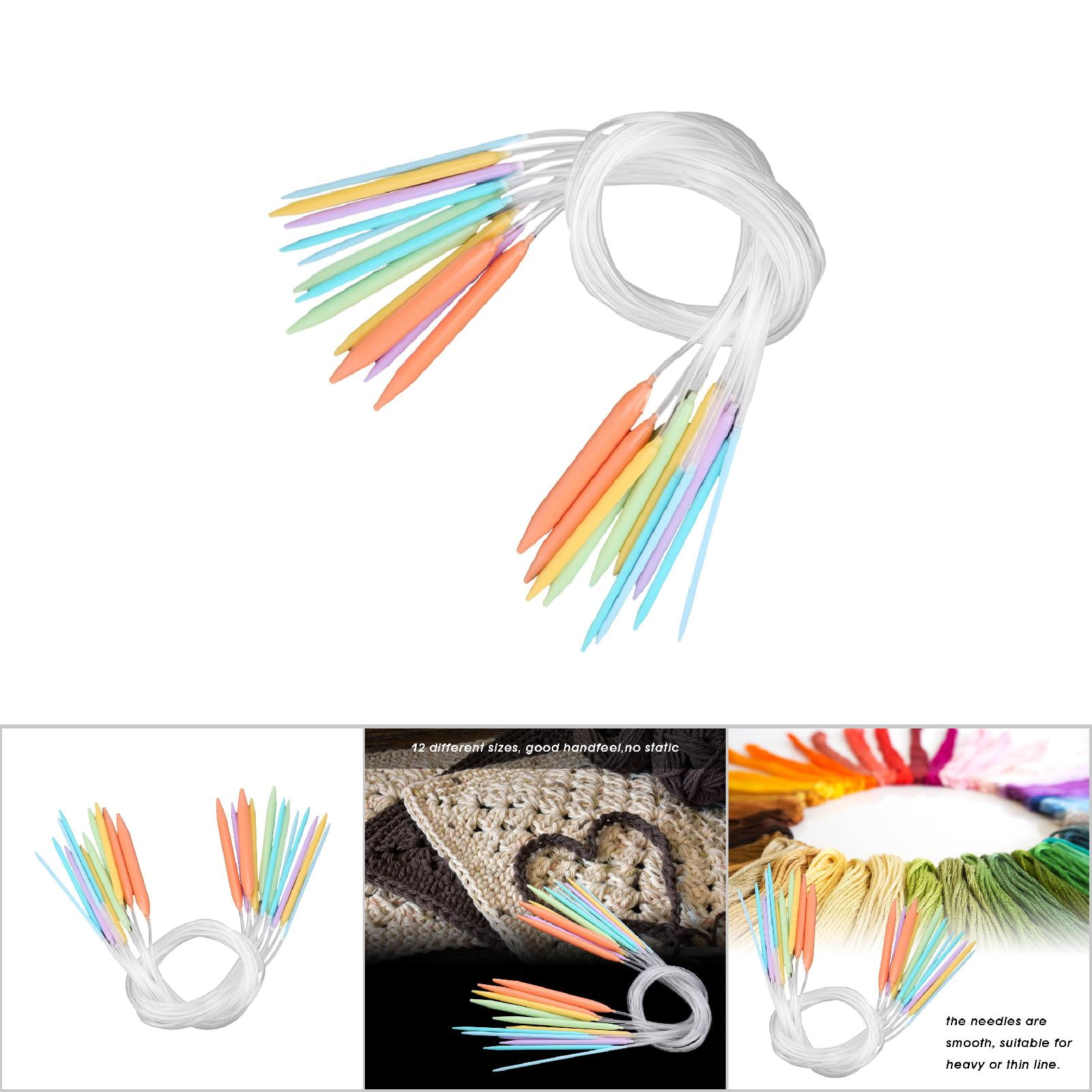 LYUMO Multicolor Plastic Circular Tube Knitting Needles Kit