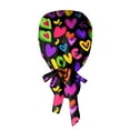 thumbnail image 4 of Fgvctg Valentine's Day Love Heart Print Scrub Hats For Women Long Hair Head Covering One Size Adjustable Tie Back Romantic Date Night Scrub Caps Black, 4 of 5