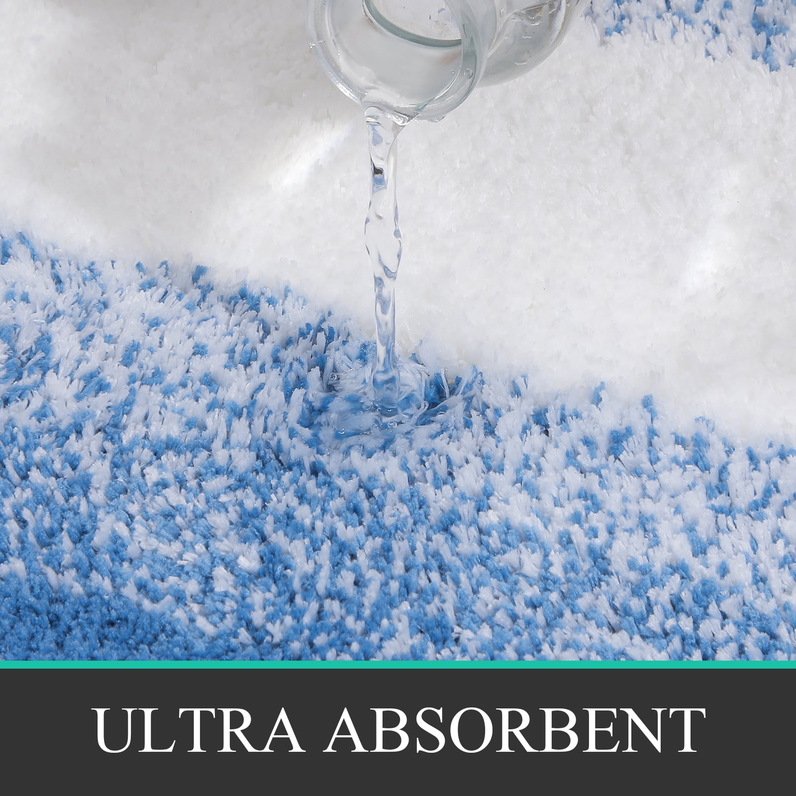 Ileading 3 Piece Bath Rug Set Microfiber Washable Non Slip Bathroom Rug and Mat Set, Blue