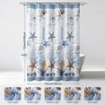 thumbnail image 2 of Coastal Seashell Fabric Shower Curtain, Under The Sea Beach Ocean Theme Shower Curtain with Starfish & Coral, Waterproof Blue Nautical Decorative Bathroom Curtains, 72" W x 72" H, 2 of 14