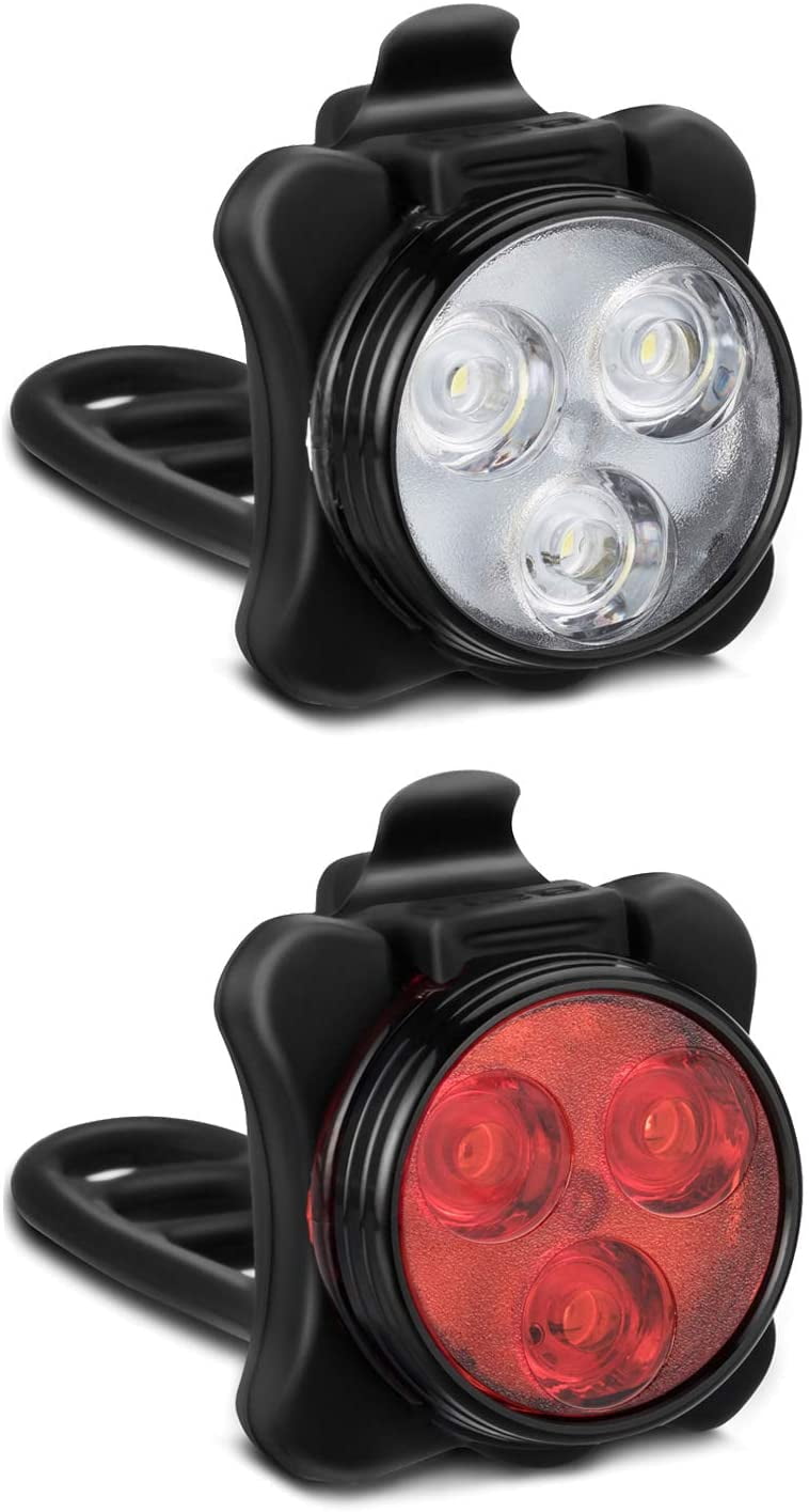 Rechargeable Bike Light Set, Super Bright LED Bicycle Lights Front and Rear, 4 Light Mode
